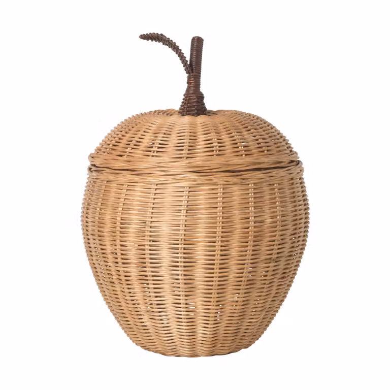 Ferm Living Apple opbergmand klein, bruin rattan, Scandinavisch design