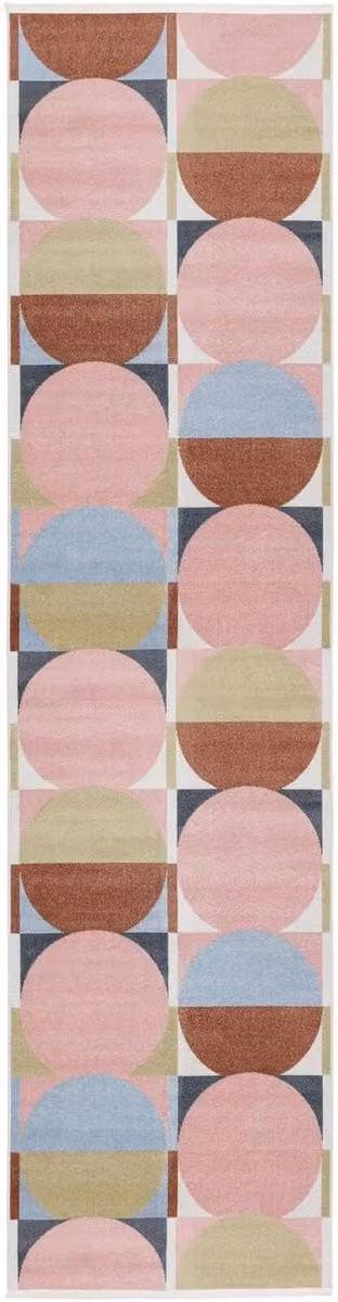 Modern Rechthoekig Vloerkleed voor Woonkamer en Slaapkamer - Roze Blauw - 80 x 300 cm