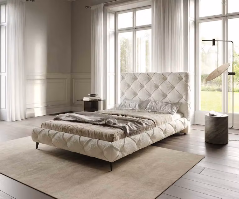 DELIFE Nayara Gestoffeerd Bed Bouclé Crèmewit B/D/H: 160 x 140 x 230 cm