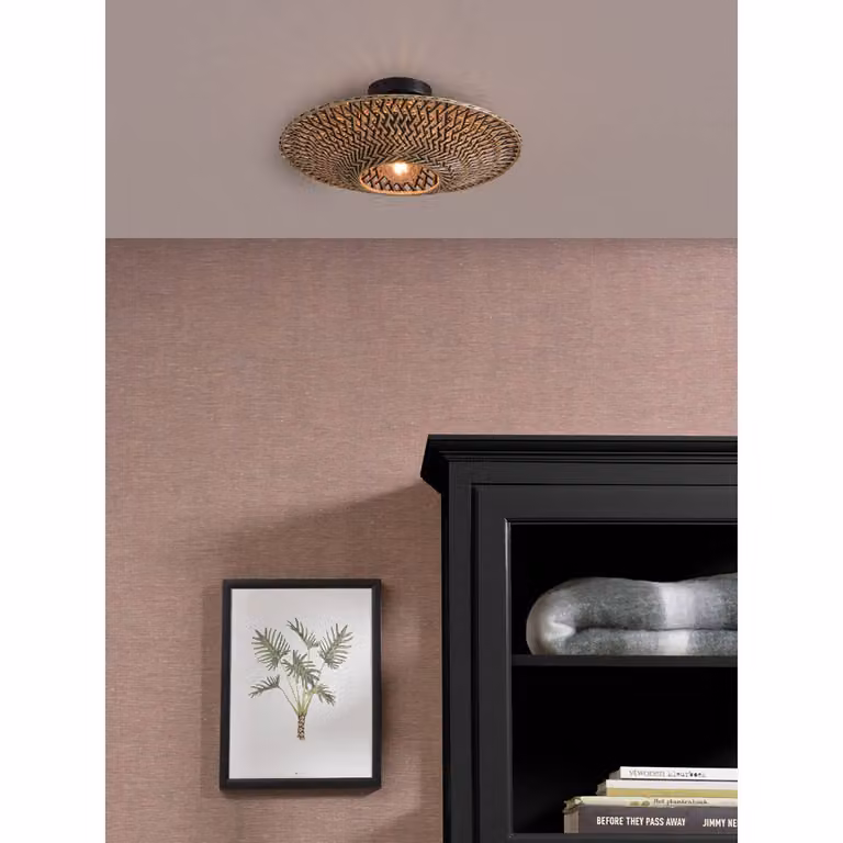 home24 Bali Plafondlamp - Bruin/Beige/Zwart - Ø 44 cm