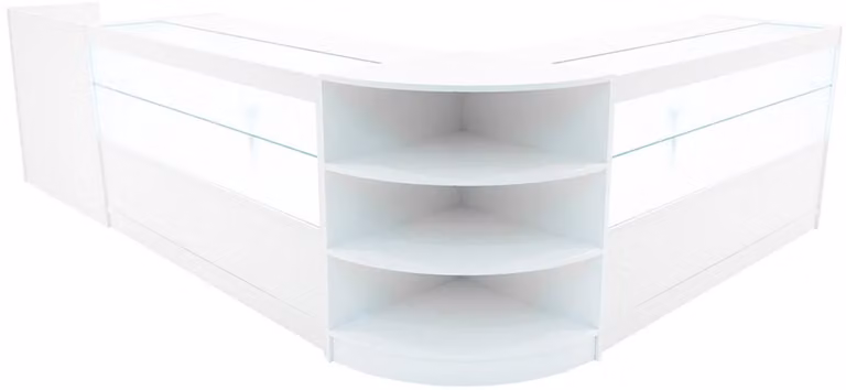 Monster Shop Eclipse LED Winkel Toonbank Set Wit met Glazen Vitrine en Schuifdeuren