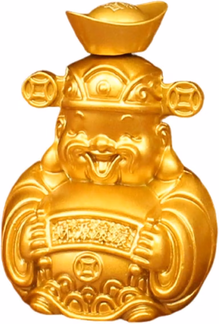 Goud Geluksornament Rijkdomsbeeld Feng Shui Decoratie met Draaibare Basis, Hoogte: 68 cm