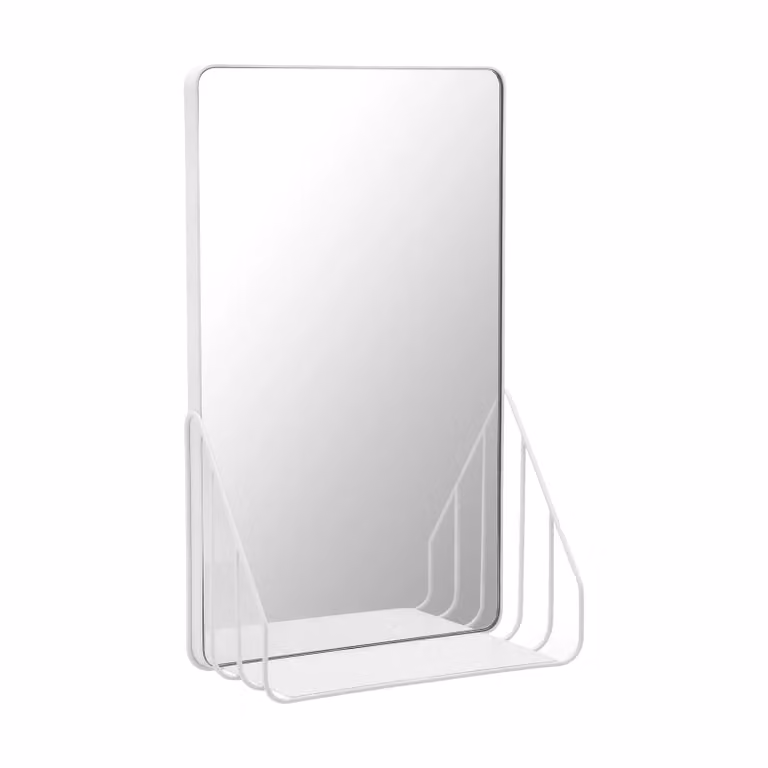 Scandi Living Nod wandspiegel met plank, Wit, 30 x 50 cm