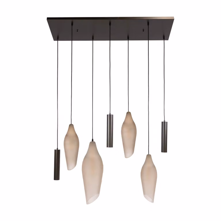 Nest of Nora Hanglamp Suni - Pendel 7-lichts 4+3 - Sienna bruin-frosted