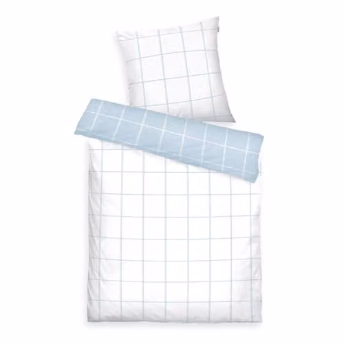 Tom Tailor Beddengoed Set met ruitpatroon Wit & Blauw, 1x Dekbedovertrek 155 x 220 cm en 1x Kussensloop 80 x 80 cm, 100% Katoen Renforcé, Omkeerbaar