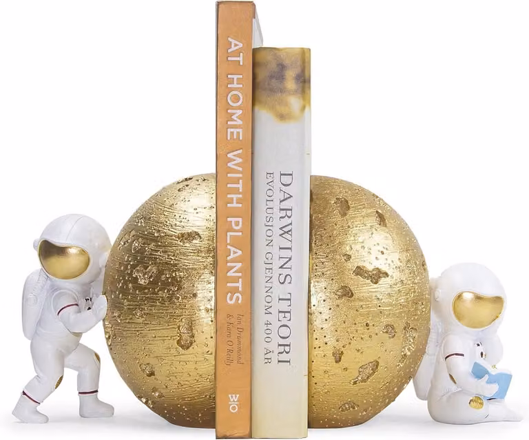 Astronaut Boekensteunen - Decoratieve Boekenhouders in Goud - 2 stuks