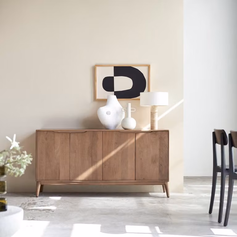 Tikamoon Gabrielle Buffetkast van massief mangohout - Bruin - B: 160 cm, D: 40 cm, H: 81 cm