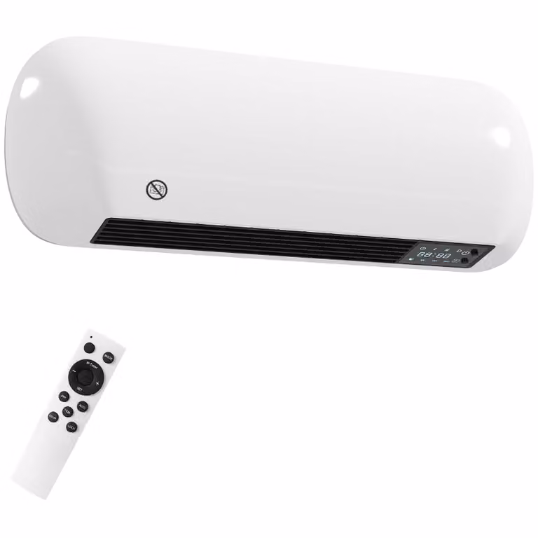 HOMCOM Wandverwarming 2000W keramische wandkachel met ventilator, 2 vermogensstanden, LED-display en thermostaat, wit