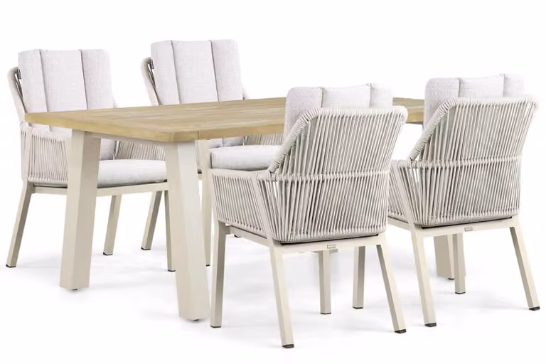 Lifestyle Garden Furniture Verona/Glasgow eettafelset met 180 cm tafel, aluminium en teak, beige