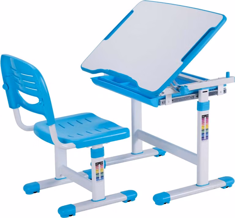 Vipack Comfortline 201 Verstelbaar Kinderbureau met Stoel - Blauw en Wit