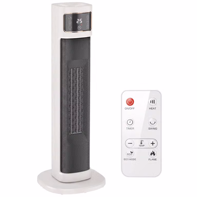 HOMCOM Keramische kachelventilator met 2.000 W, 4 standen, thermostaat en afstandsbediening