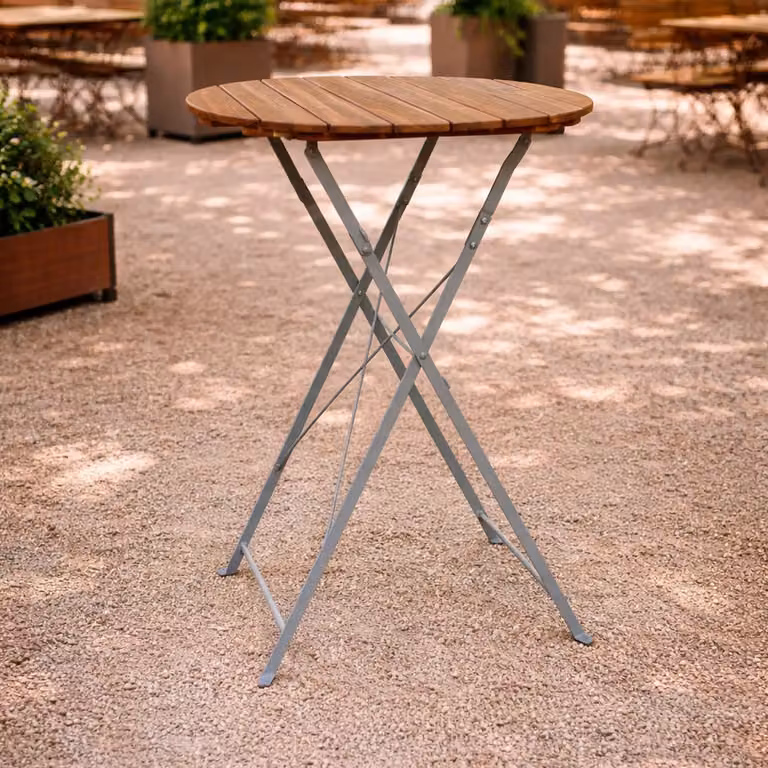 Mojawo Inklapbare Biertuin Tafel van Acaciahout en Staal, Diameter: 80 cm