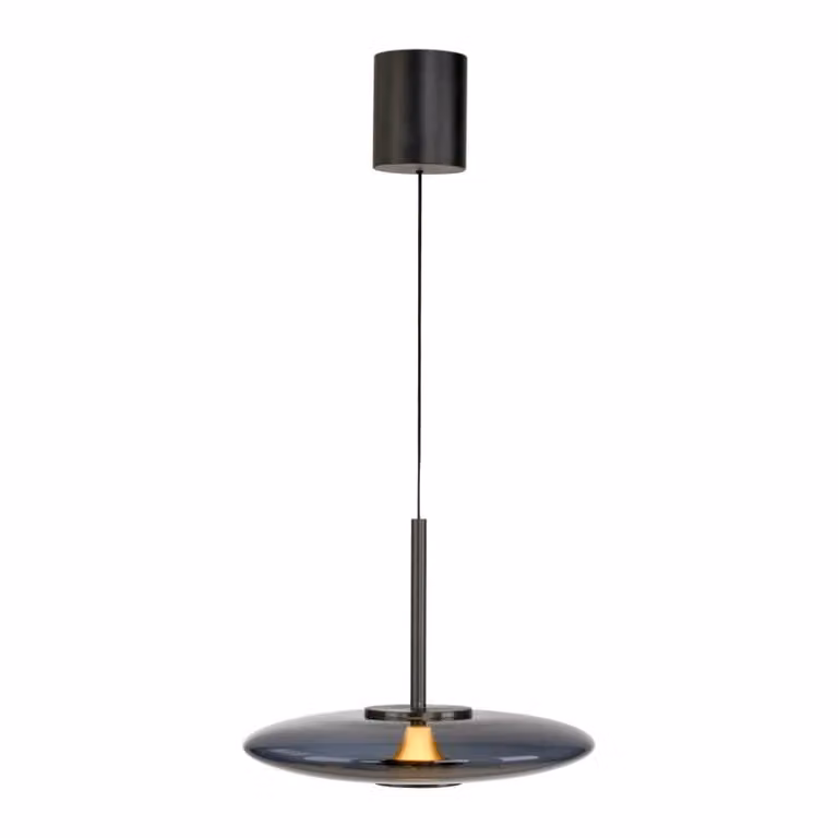 Paul Neuhaus Pure E-Vitrum LED hanglamp grijs/zilver met glazen kap en afstandsbediening Ø 45 cm