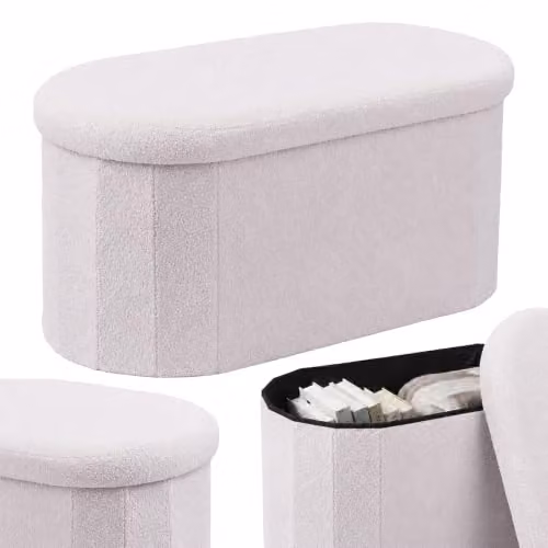 Relaxdays Scandinavische bank in witte boucle stof voor de hal, slaapkamer of woonkamer
