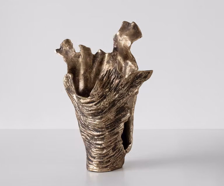 DELIFE Vaas Corallo Handgemaakt Aluminium Oro Antico B: 37 cm, D: 18 cm, H: 48 cm
