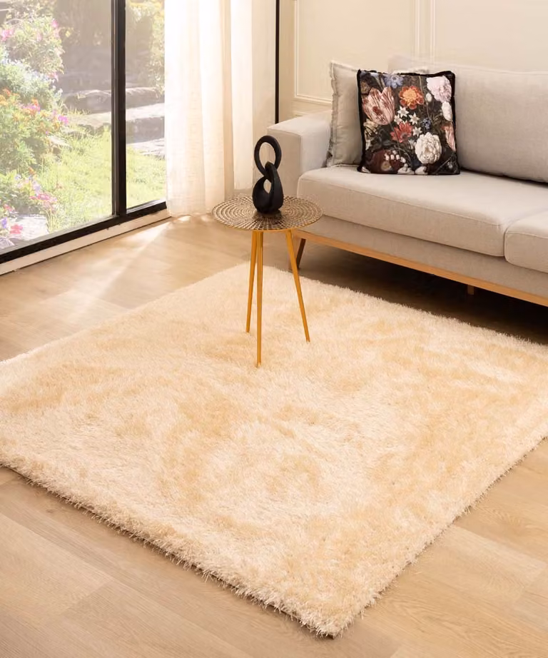 Tapeso Velvet vloerkleed vierkant - Posh champagne - 160 x 160 cm