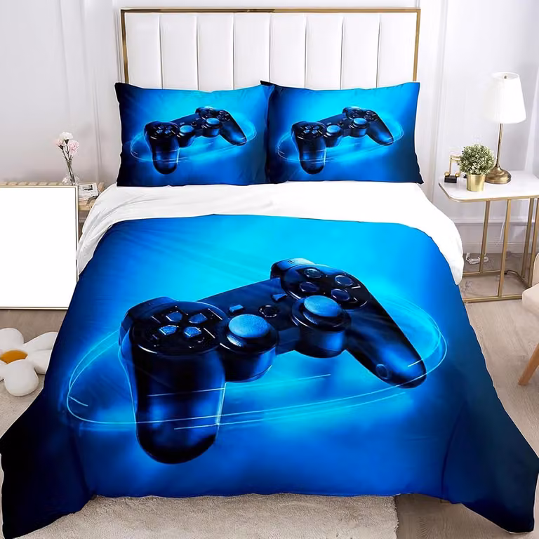 Dekbedovertrek Set met Gamepad Print voor Kinderen - 135 x 200 cm
