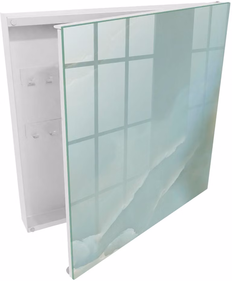 Tulup Sleutelkast Pastel Harmonie - Turkoois - B/D/H: 30 x 30 x 5 cm - Rechtsopenend met 50 haken en wit interieur