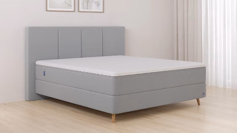 BRUNO Original boxspring in lichtgrijs, B/D/H: 140 x 200 cm, met pocketvering en houten frame