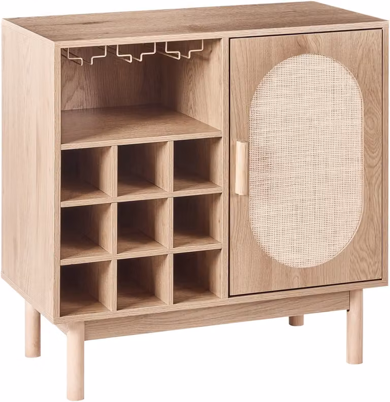 Beliani Wijnkast in Boho-stijl met Rattan en Hout