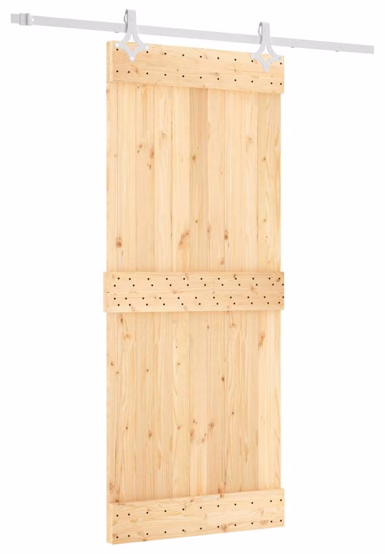vidaXL Schuifdeur van massief beuken, onbehandeld, 85 x 210 cm