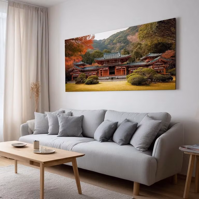 Canvasfoto met houten lijst in het groen - 40 x 30 cm