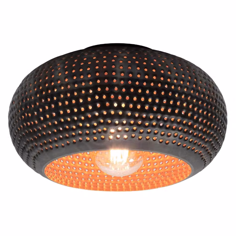 Nest of Nora Riom Plafondlamp - Industrieel - Zwart Bruin - Ø35 cm - 1-lichts E27