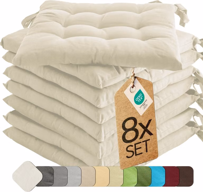 etérea Basic Zitkussen Set van 8 Stuk - Ivoor - 40 x 40 cm