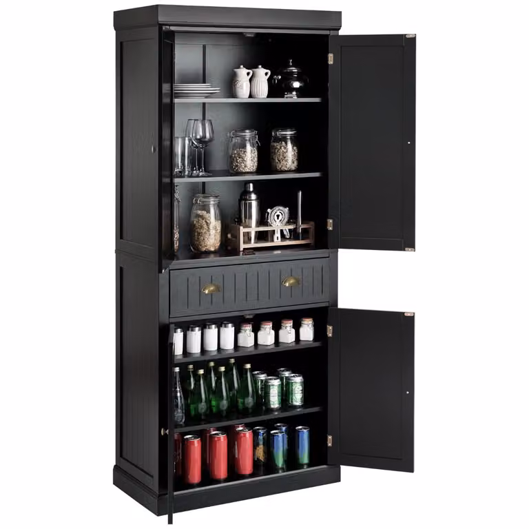 Costway Buffetkast van Hout en MDF met Deuren en Lades, Hoogte: 183 cm
