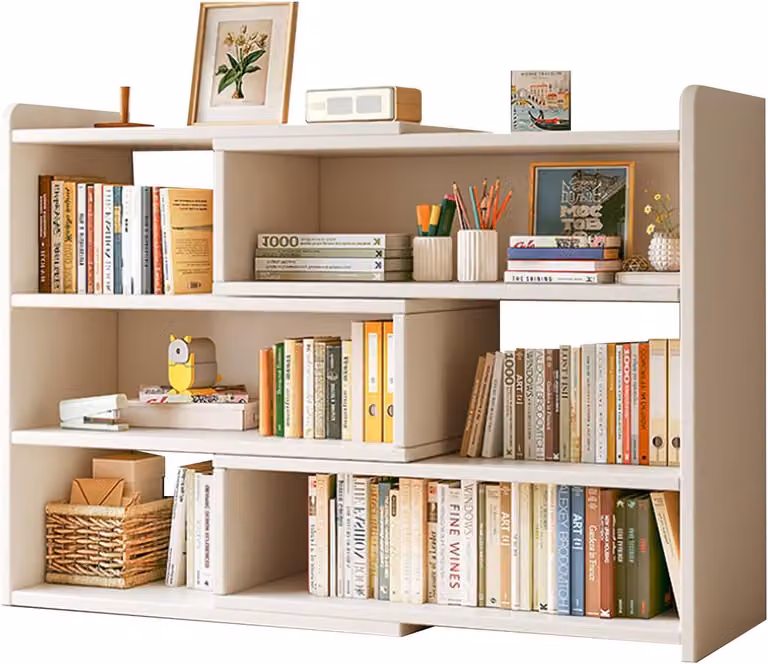 Verstelbare Bureau Boekenplank en Desktop Opslag Rek in Wit