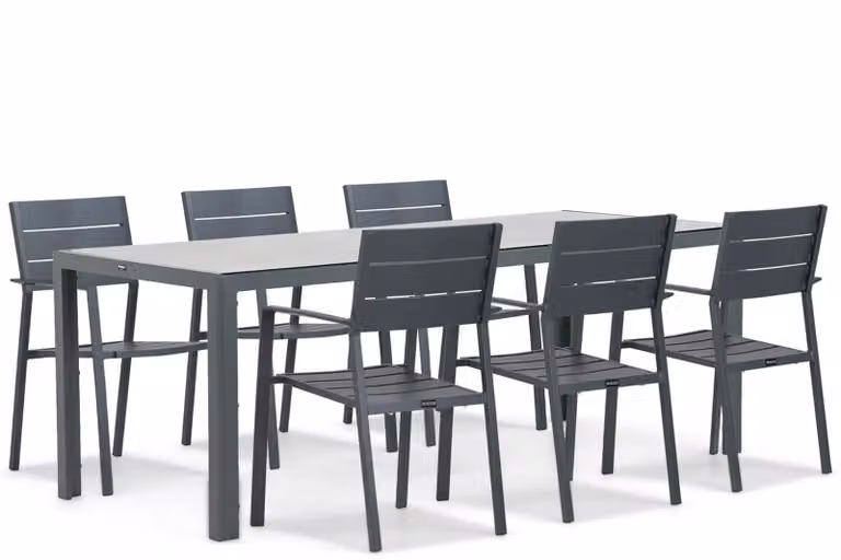 Lifestyle Garden Furniture Stella/Venustas moderne dining tuinset van antraciet gepoedercoat aluminium, 210 cm