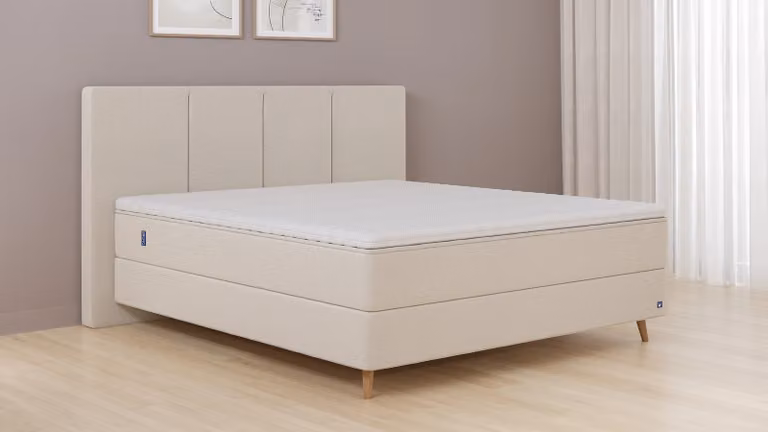 BRUNO Original boxspring beige B/D/H: 140 x 200 cm met pocketveren en massief houten frame