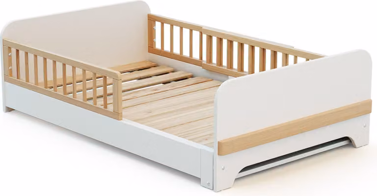 JURABABY Uitschuifbaar houten kinderbed CARROUSEL B/D/H: 80 x 140-165-190 cm