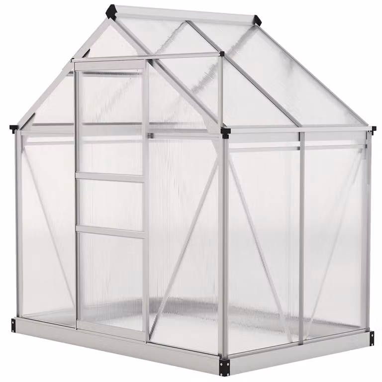 Outsunny Kas met aluminium constructie en dakraam, B/D/H: 132 x 190 x 201 cm