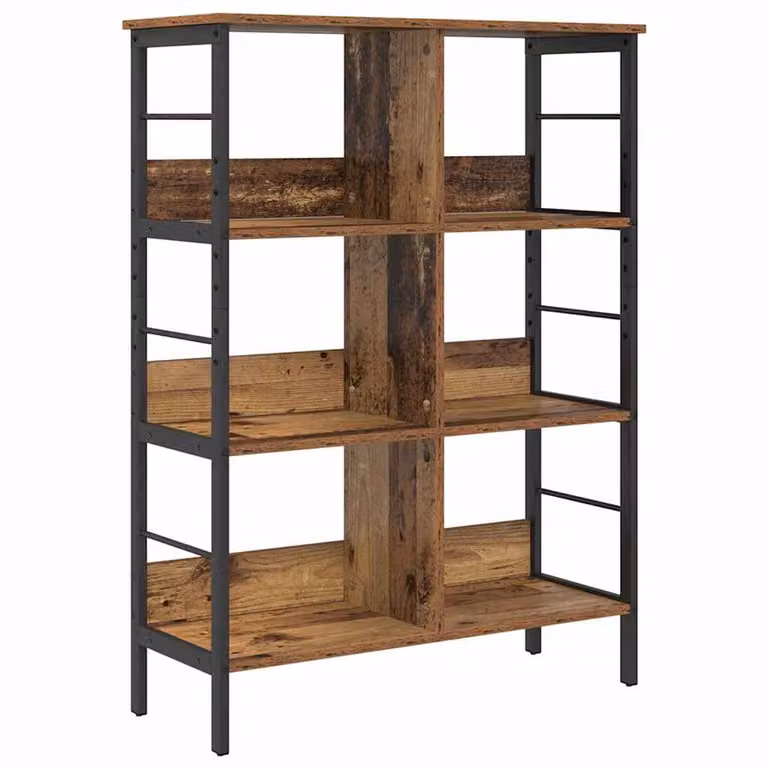 vidaXL Boekenplank 6-laags van bewerkt hout in oud hout, B/D/H: 82 x 32 x 144,5 cm
