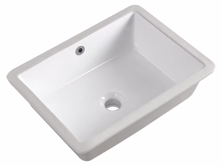 Dripio Onderbouw wastafel, rechthoekig, wit, keramiek, met overloop, Breedte: 46,5 cm
