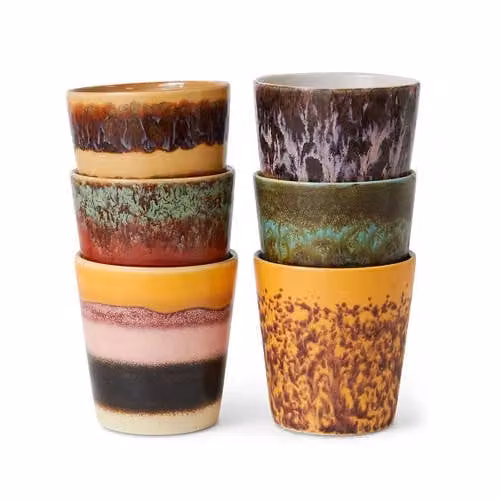 HKliving koffiekopje 70s set van 6, 180 ml