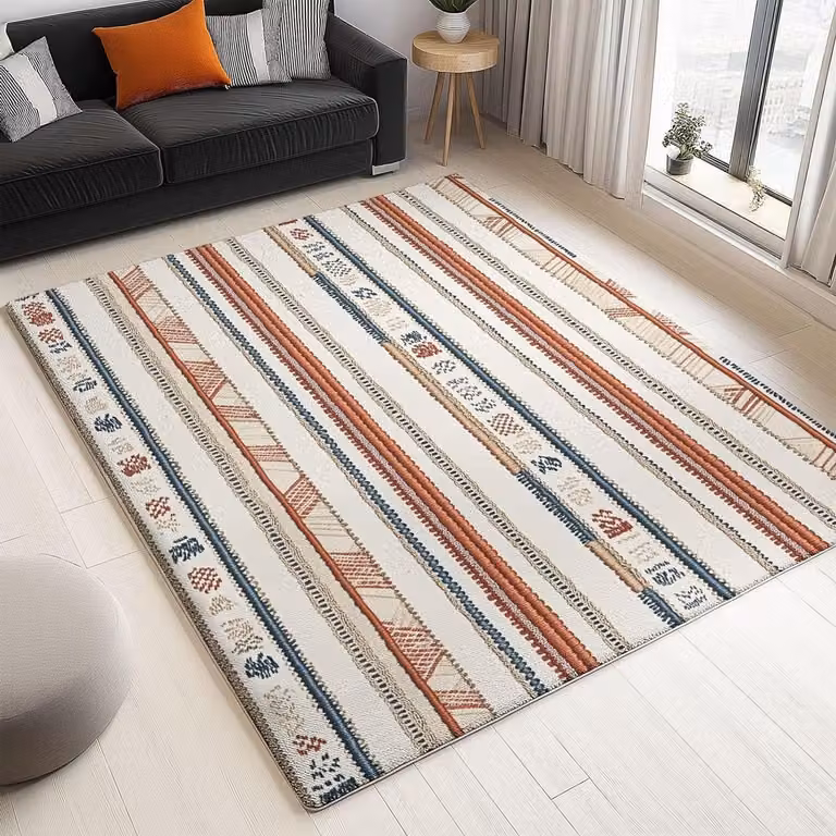 Multicolor Boho Woonkamer Vloerkleed - Abstract Kortpolig Tapijt - 80 x 150 cm