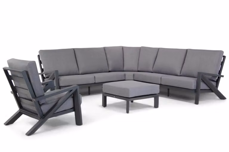 Santika Furniture Cinta 5-deligse hoek loungeset met aluminium frame in antraciet en grijs