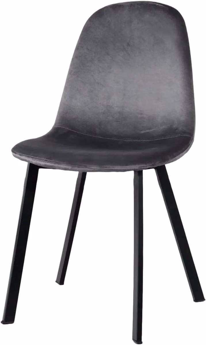 Set van 6 eetkamerstoelen in grijs fluweel, B/D/H: 46 x 38 x 87 cm