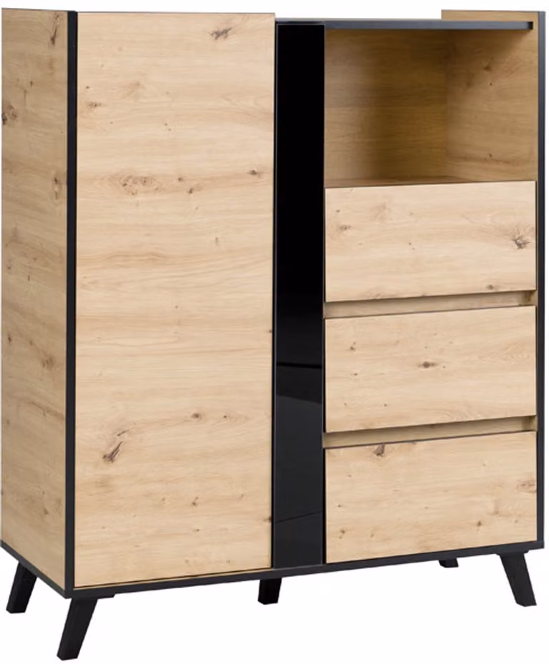 AZ Home Flix 2 Commode in Artisan Eiken en Zwart, Industriële Opbergkast voor de Woonkamer, B/D/H: 100 x 40 x 120 cm
