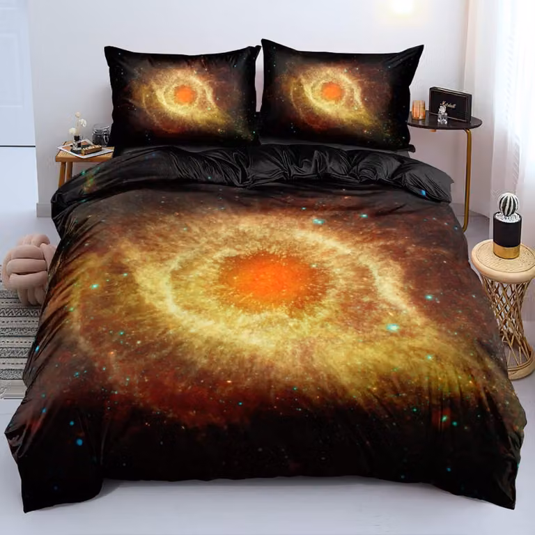 Beddengoedset voor kinderen met sterrenhemel en paardmotief, 200 x 200 cm met kussensloop 80 x 80 cm