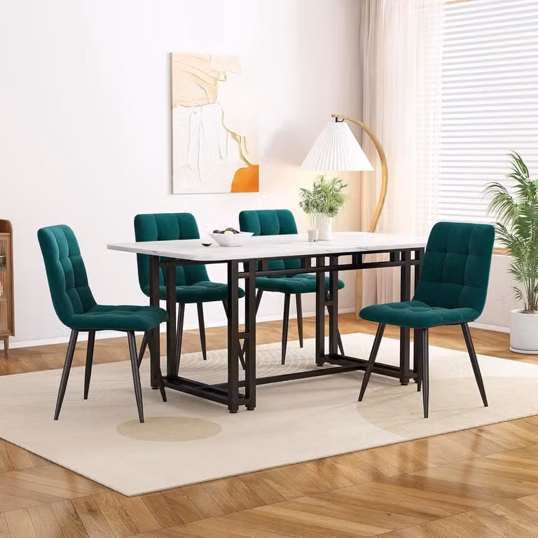 Modern eettafel met stoelen in donkergroen, B/D: 120 x 70 cm