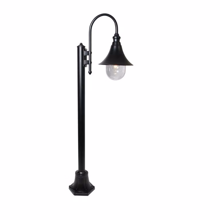 Klassieke Franssen Calice tuinlamp zwart aluminium met glazen lantaarn