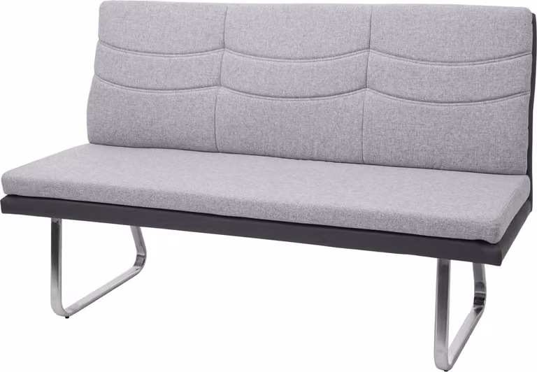 Bank MCW-G54 Eetkamerbank in Grijs met Geborsteld Roestvrij Staal, Breedte: 160 cm