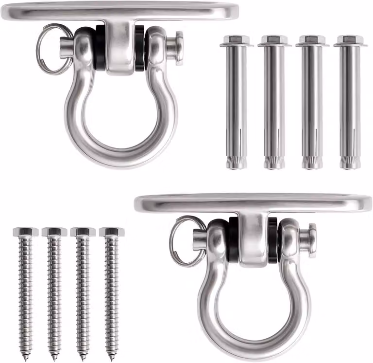 Set van 2 RVS Schommelhaken voor plafondmontage, Zilver, Maximaal 800kg belastbaar