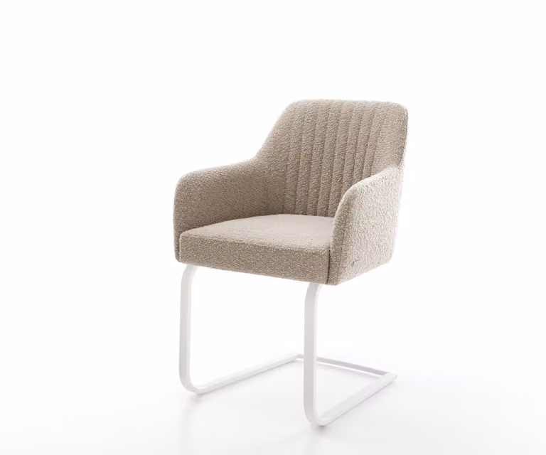 DELIFE Greg-Flex Sledemodel met Bouclé Bekleding in Wit en een Pocketveer Kern