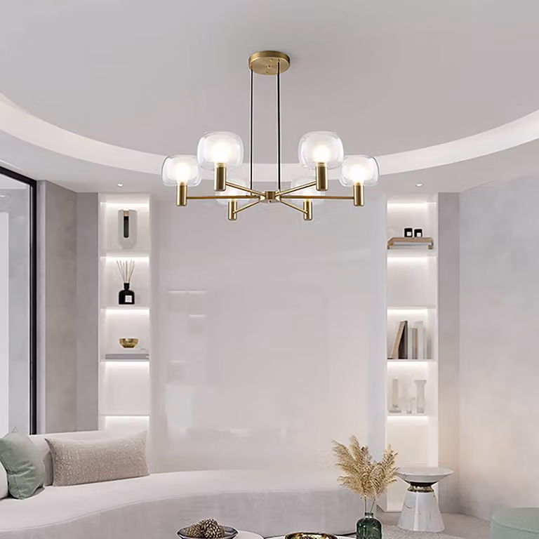 Maytoni Vision hanglamp Vision type A, goud/messing en transparant glas, Ø 96 cm