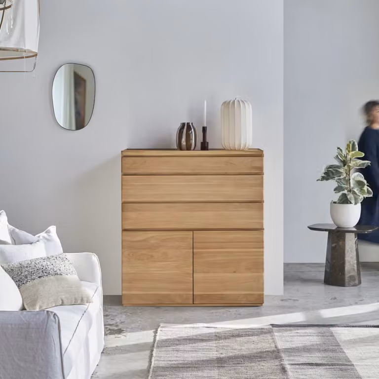 Tikamoon Nino Buffetkast van massief teak - Bruin - Breedte: 110 cm