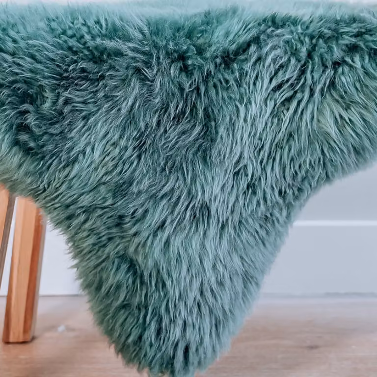 Echte schapenvacht Groen M, 100% wol en leer, Breedte: 95 cm, Diepte: 55 cm